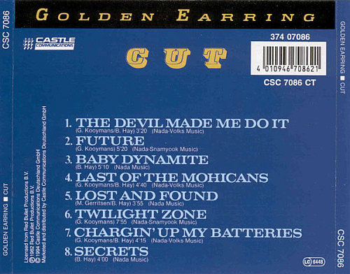 Golden Earring Cut cd release Castle CSC 7086 inlay back Germany 1994